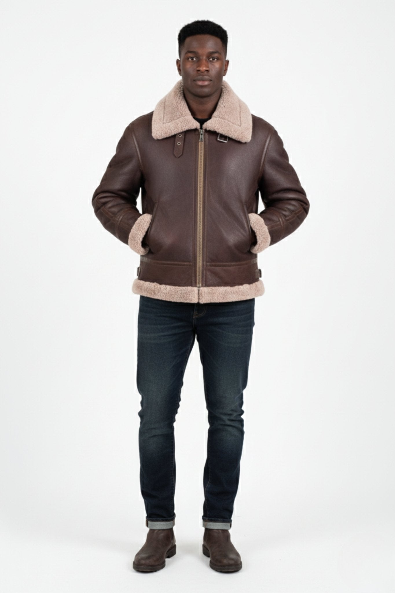 Sierra Ridge Shearling Aviator – Mocha Brown Edition - BOB FASHIONJACKET