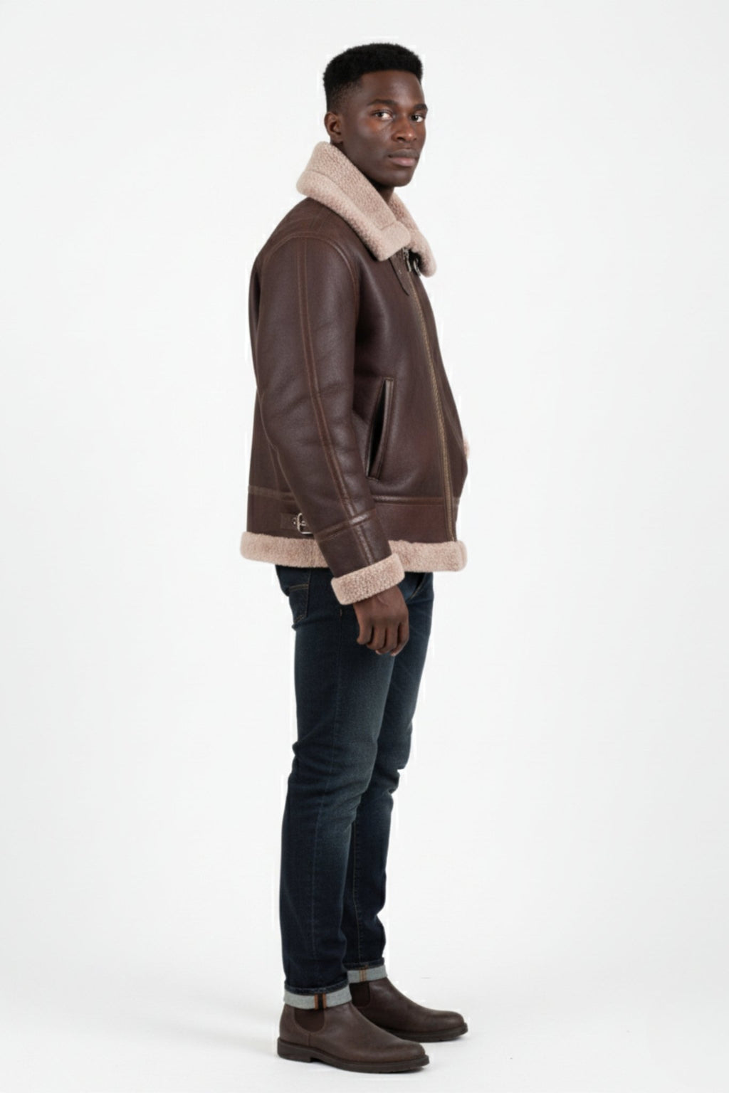 Sierra Ridge Shearling Aviator – Mocha Brown Edition - BOB FASHIONJACKET