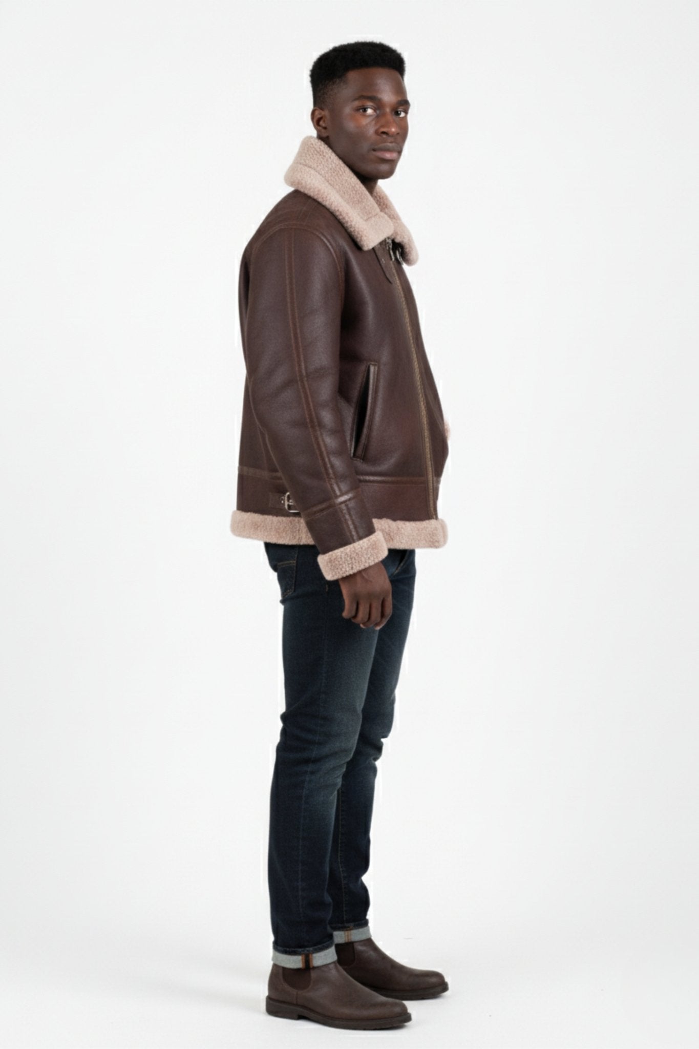 Sierra Ridge Shearling Aviator – Mocha Brown Edition - BOB FASHIONJACKET