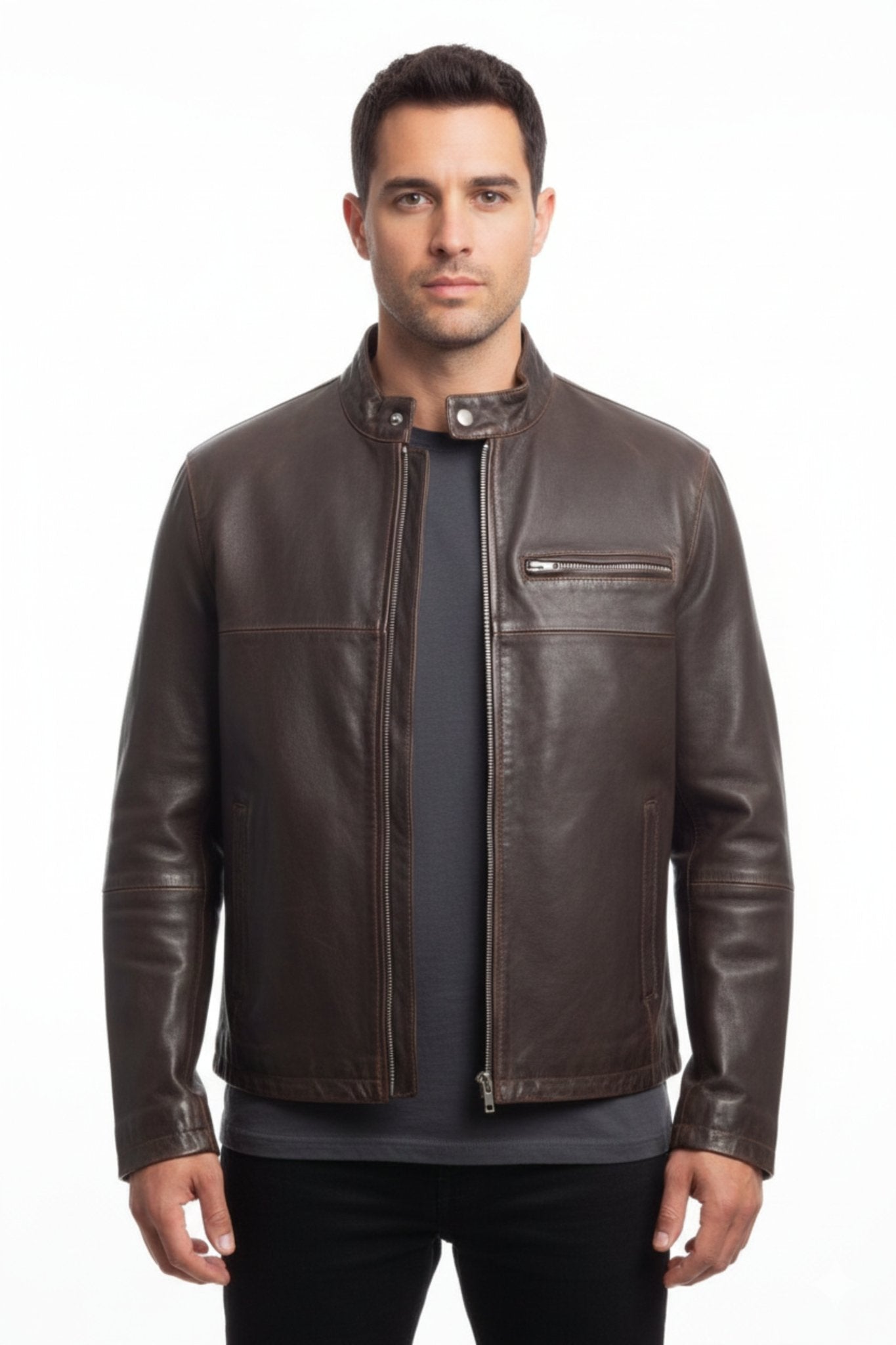 Classic Forge Genuine Leather Jacket - BOB FASHIONJACKET