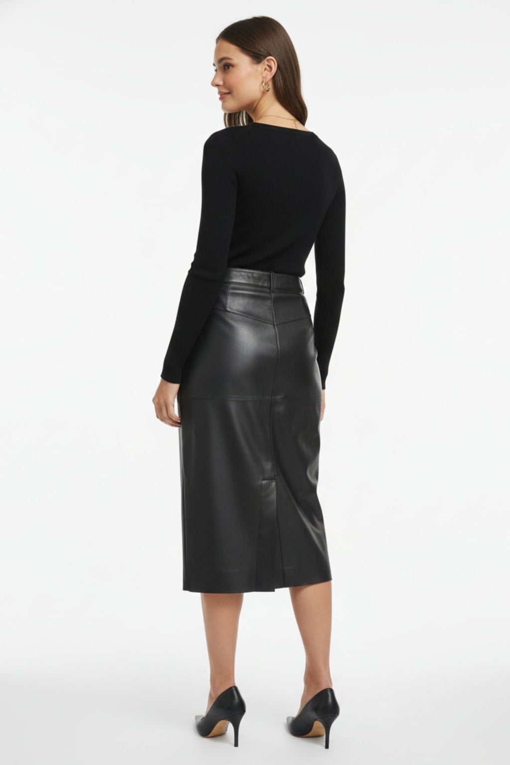 Classic Black Leather Pencil Skirt - BOB FASHIONskirt