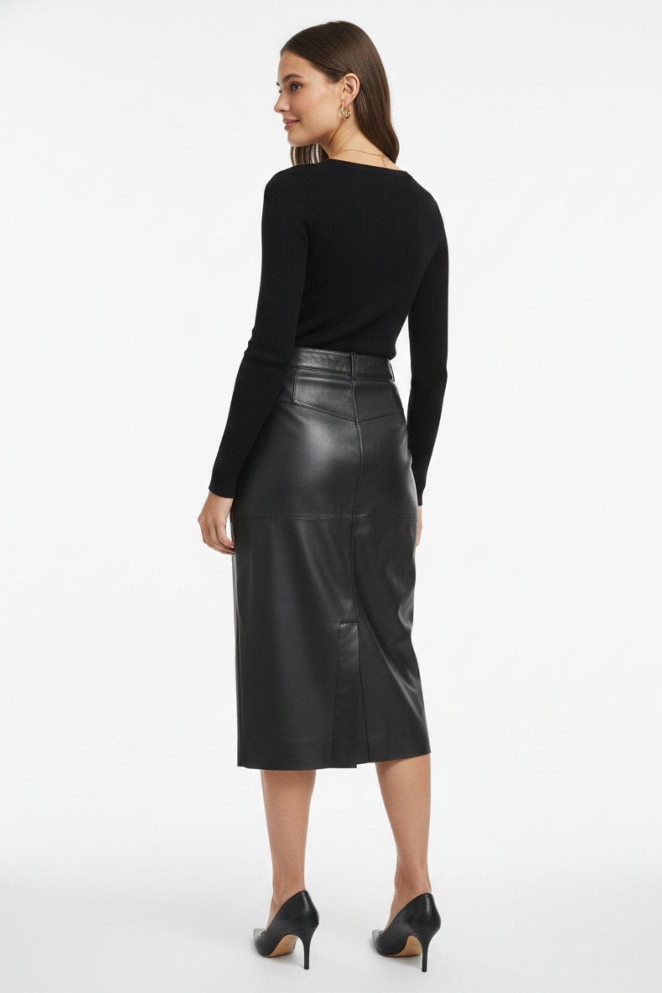 Classic Black Leather Pencil Skirt - BOB FASHIONskirt