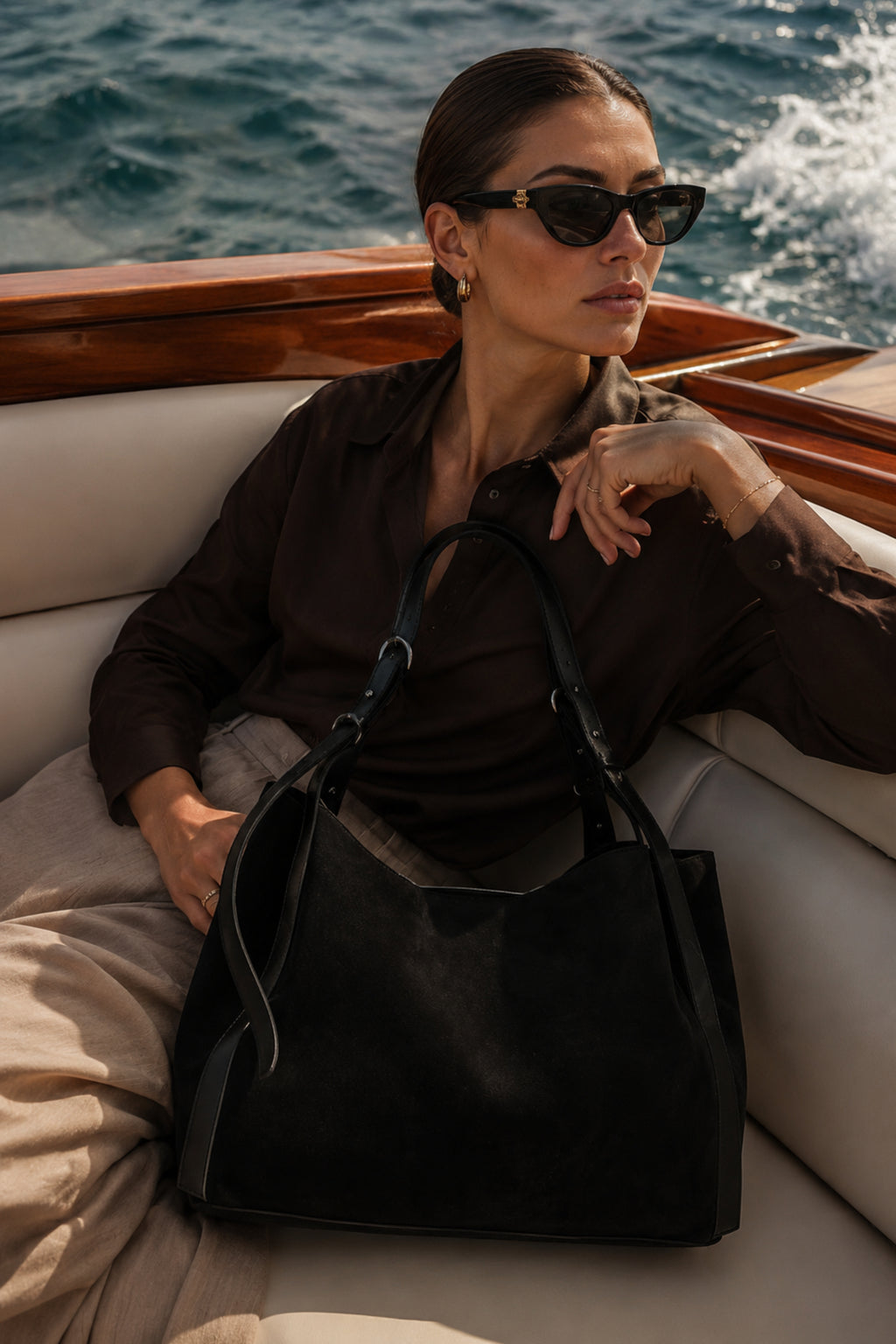 Amber Sun Suede Tote | Genuine Suede Tote
