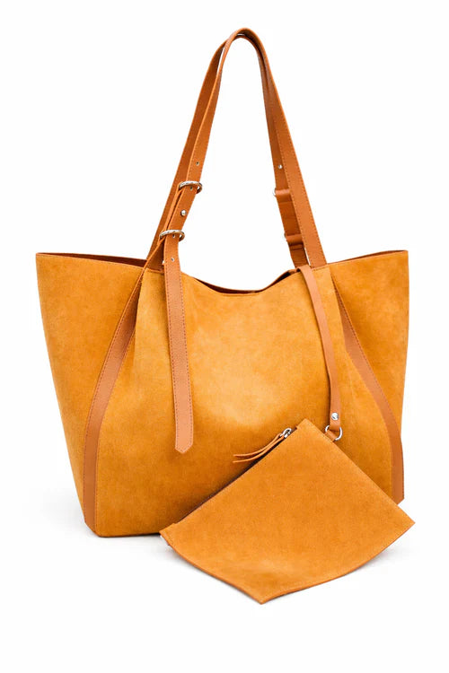 Amber Sun Suede Tote | Genuine Suede Tote