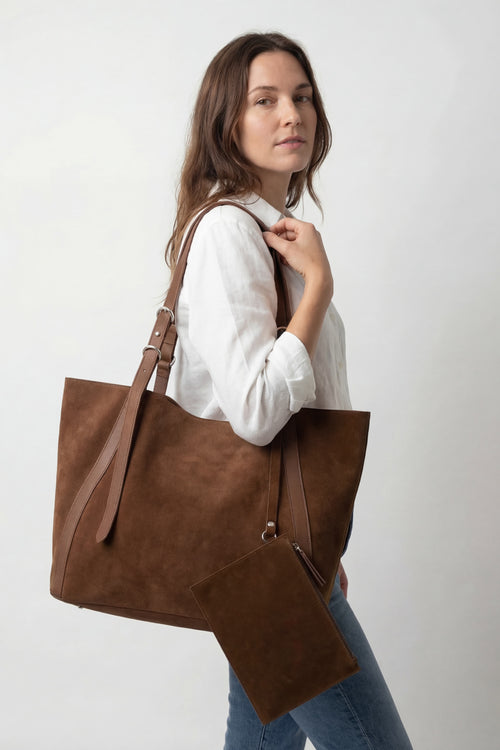 Amber Sun Suede Tote | Genuine Suede Tote