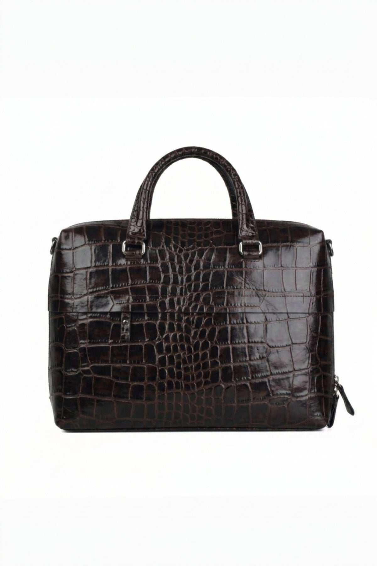 Executive Croco Embossed Leather Laptop Bag