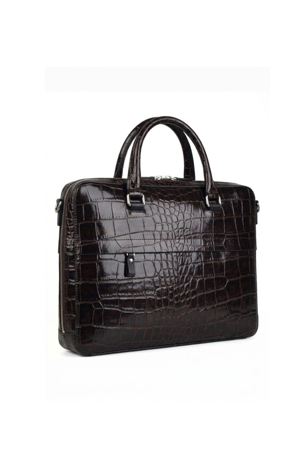 Executive Croco Embossed Leather Laptop Bag