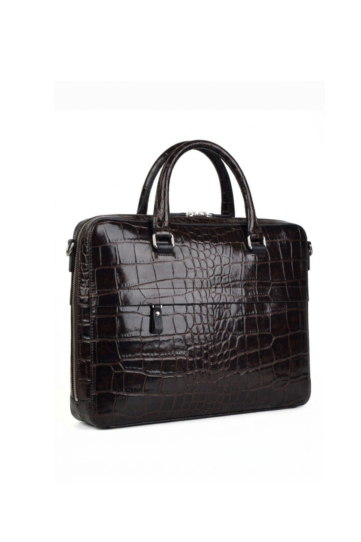 Executive Croco Embossed Leather Laptop Bag