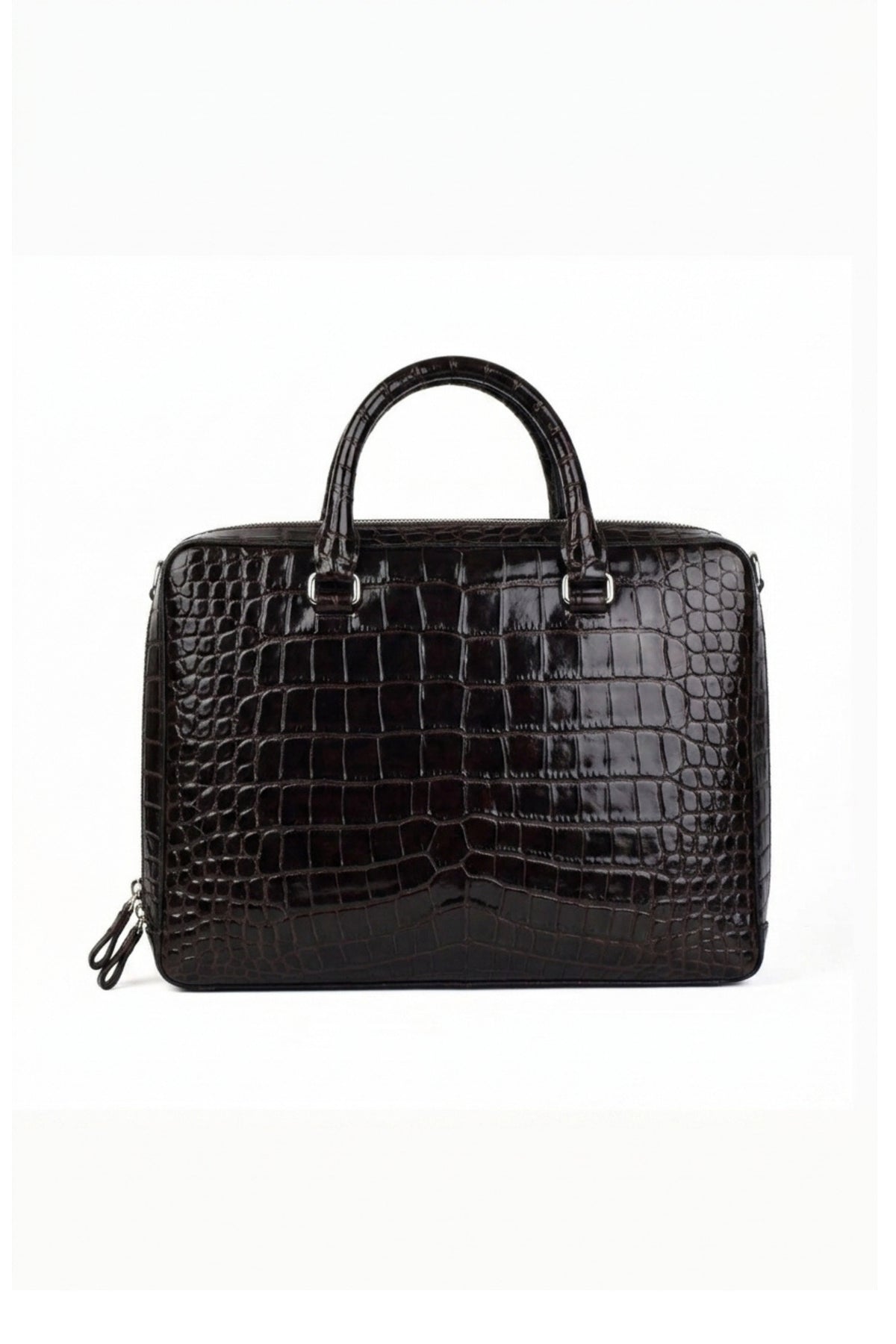 Executive Croco Embossed Leather Laptop Bag