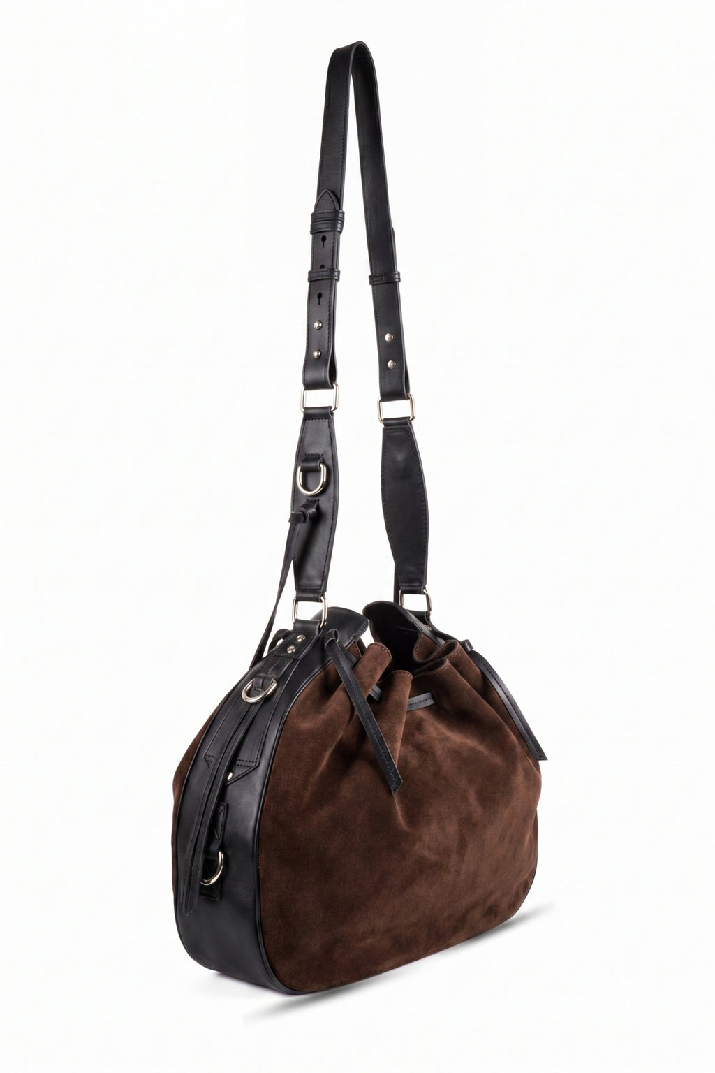 Terra Drawstring Shoulder Bag - Dark Brown