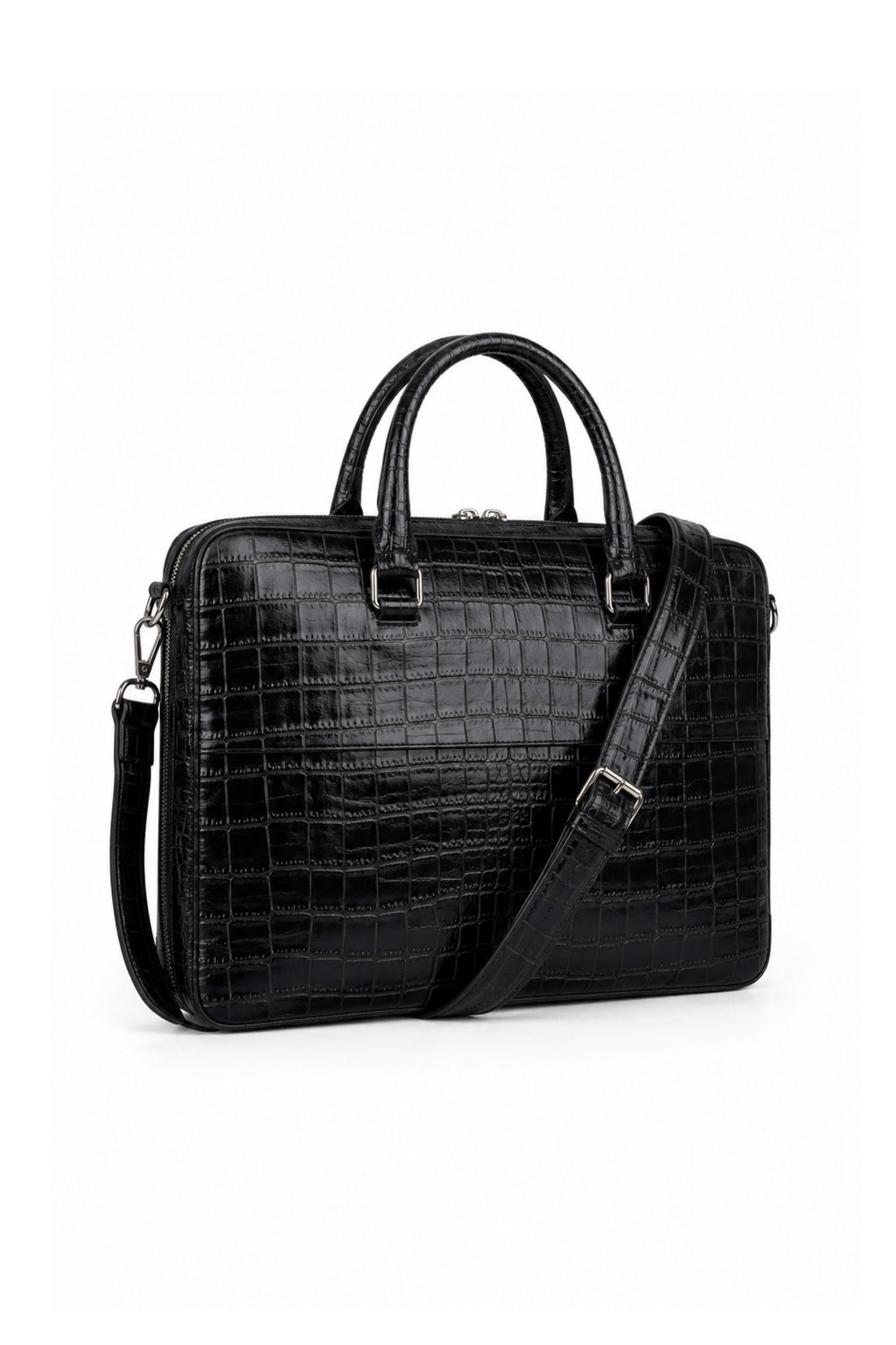 Executive Croco Embossed Leather Laptop Bag