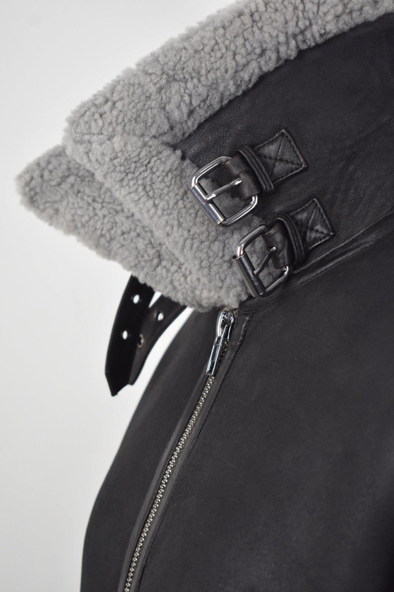 Aspen Aviator Shearling Jacket — Black Edition - BOB FASHIONJACKET