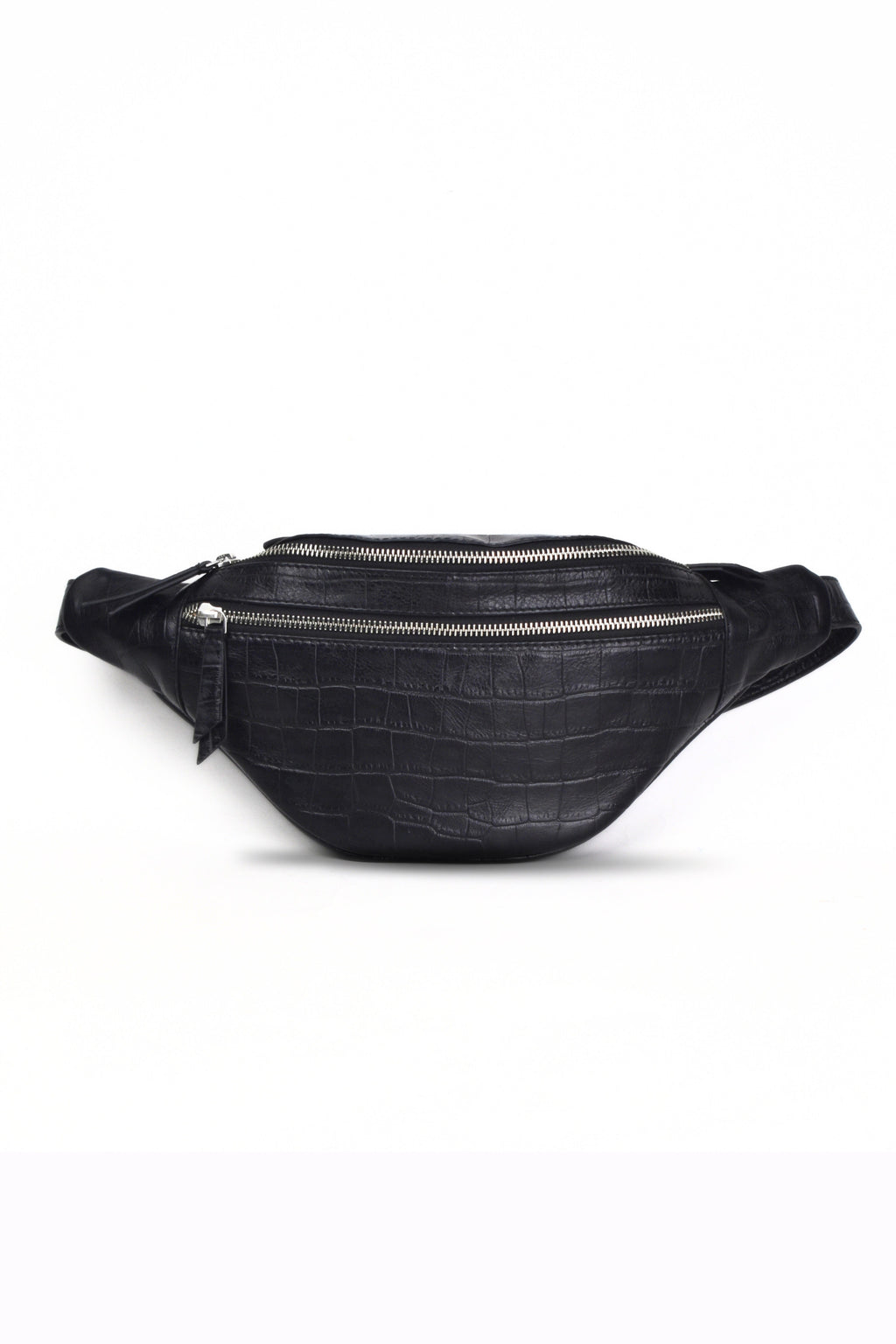 Unisex Noir Croc Fanny Bag