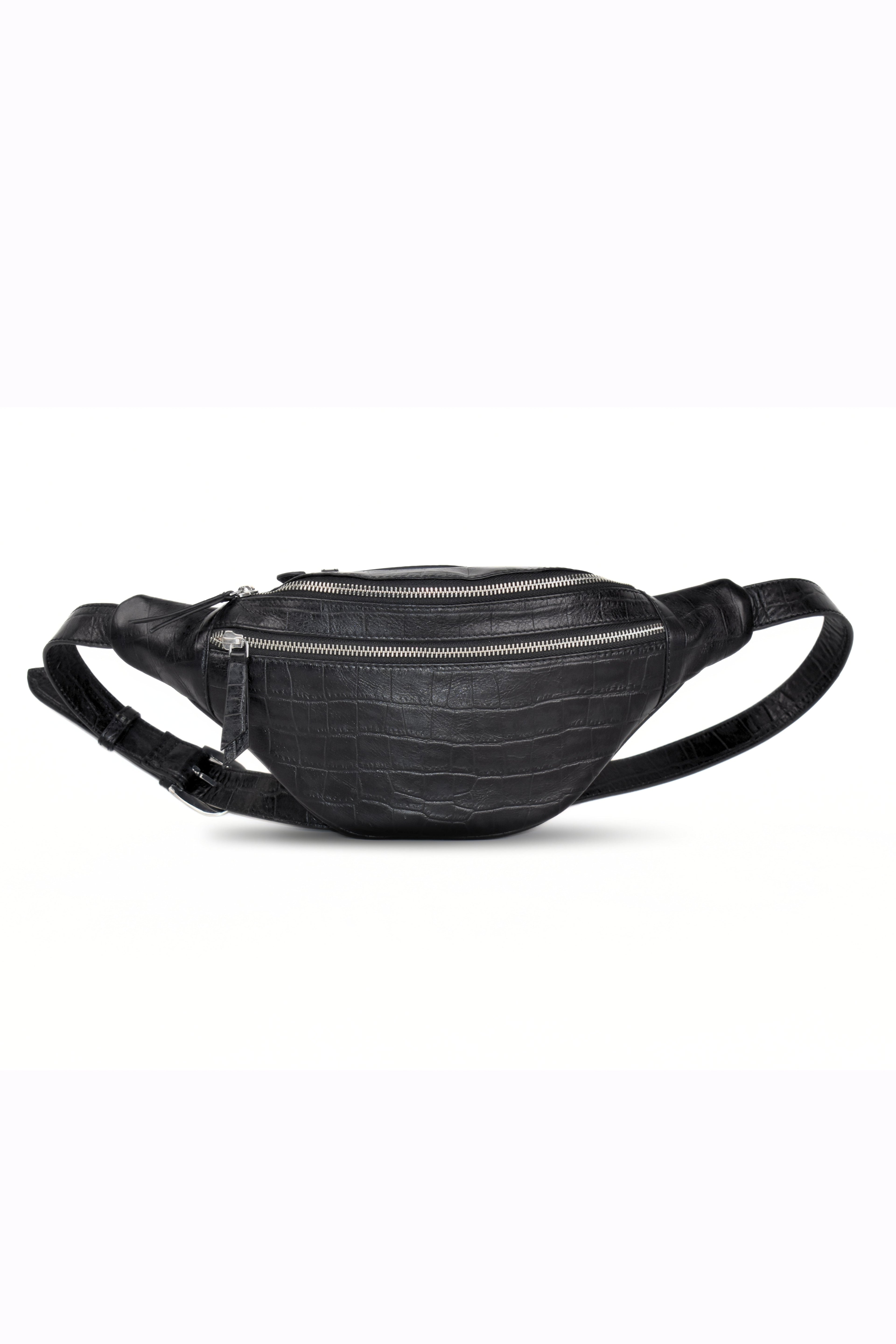 Unisex Noir Croc Fanny Bag