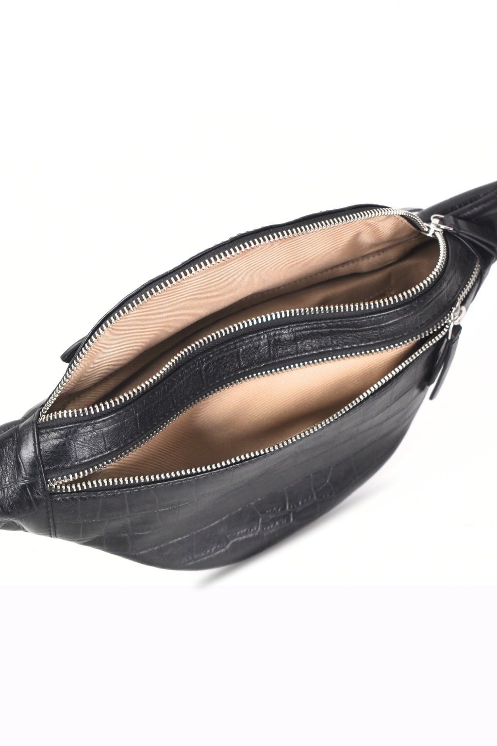 Unisex Noir Croc Fanny Bag