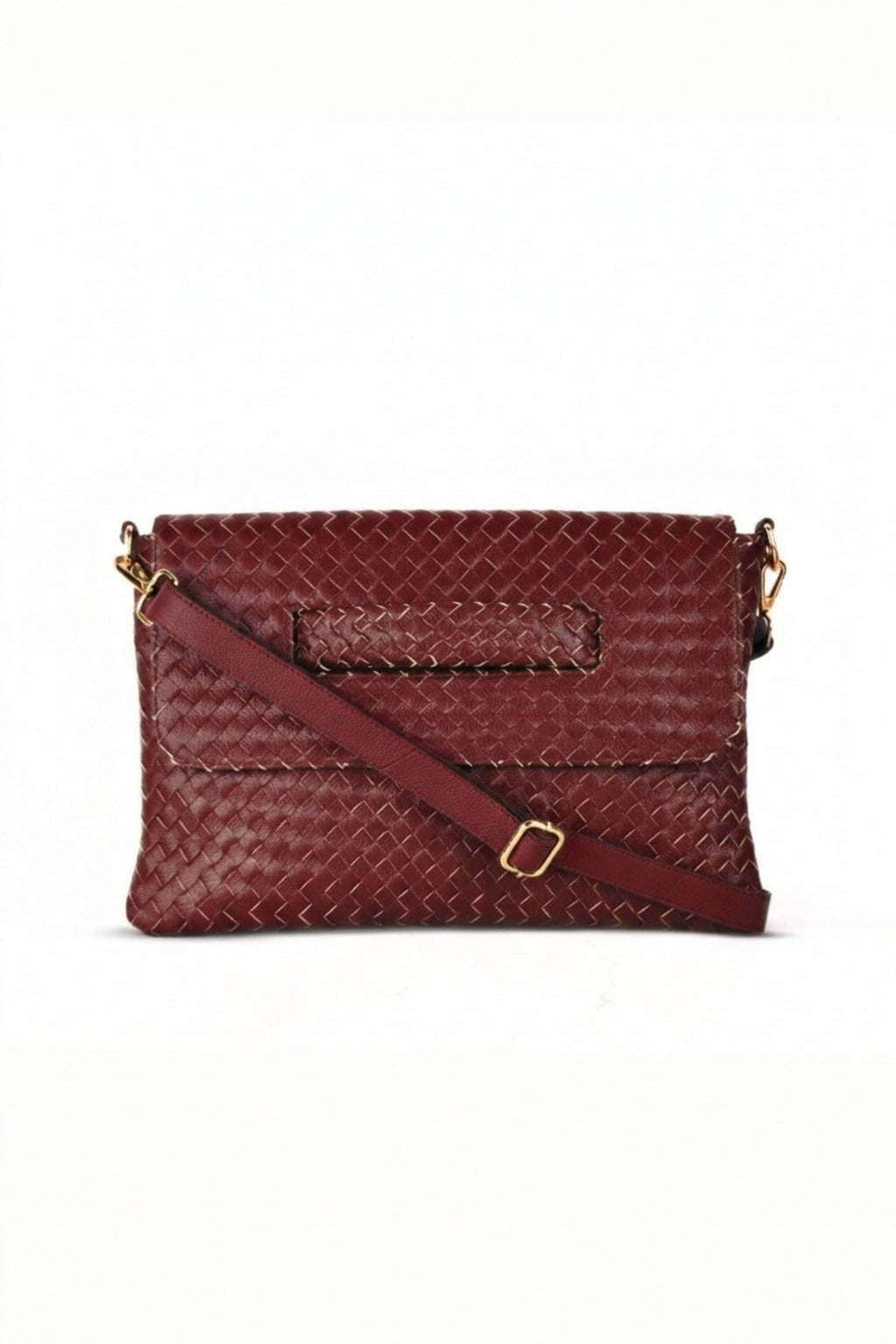 Woven Leather Handheld Crossbody Bag