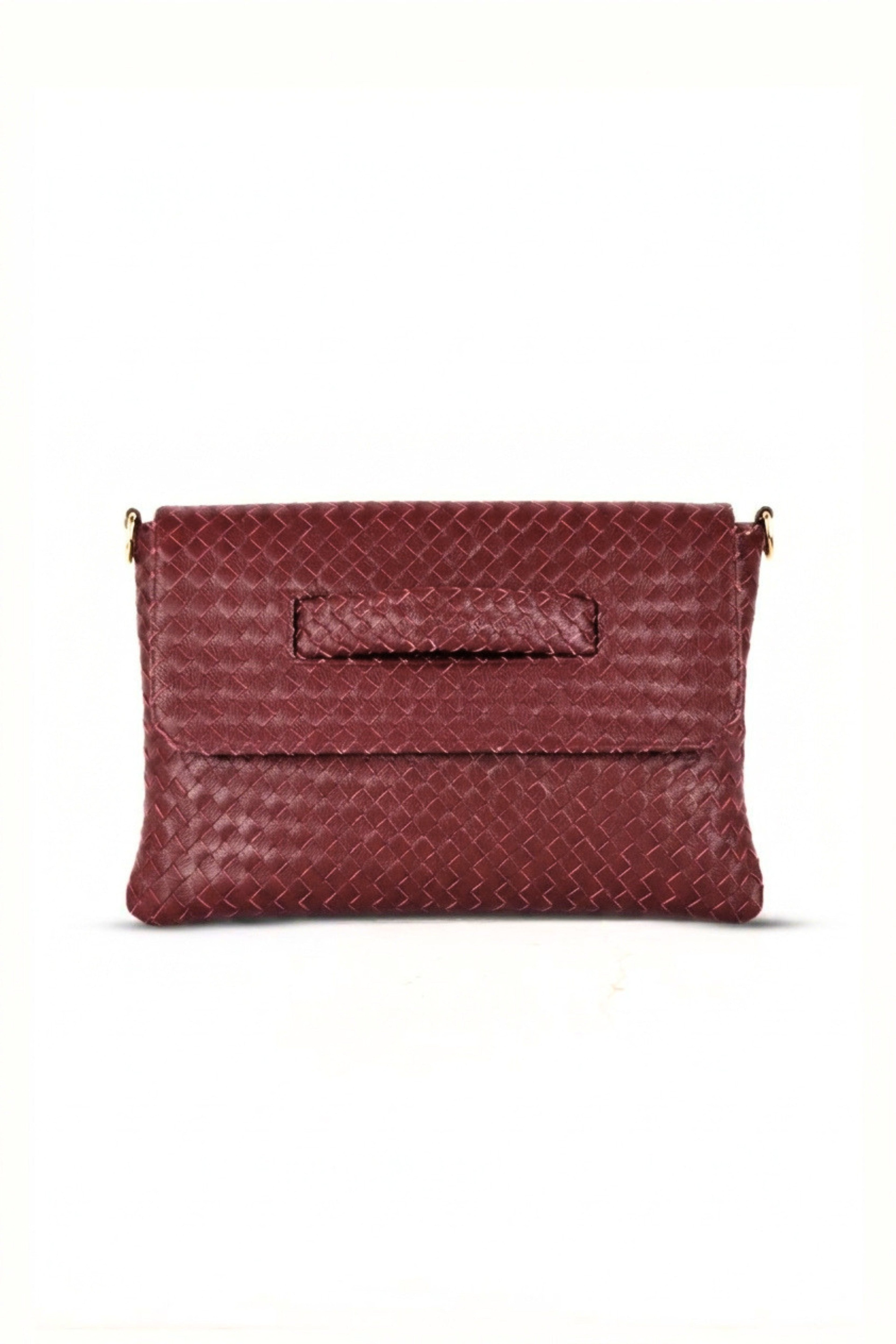 Woven Leather Handheld Crossbody Bag