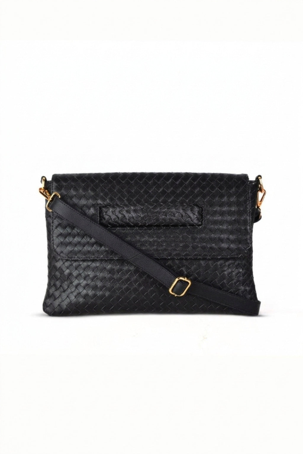 Woven Leather Handheld Crossbody Bag