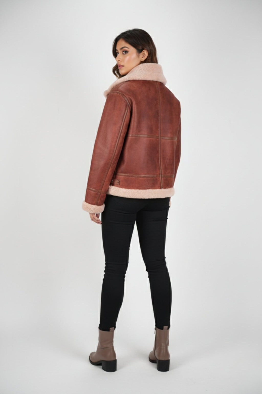Arctic Muse Shearling Aviator – Rust Edition - BOB FASHIONJACKET