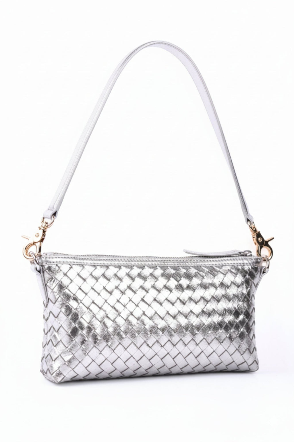 Silver Woven Luxe Bag - BOB FASHIONBag