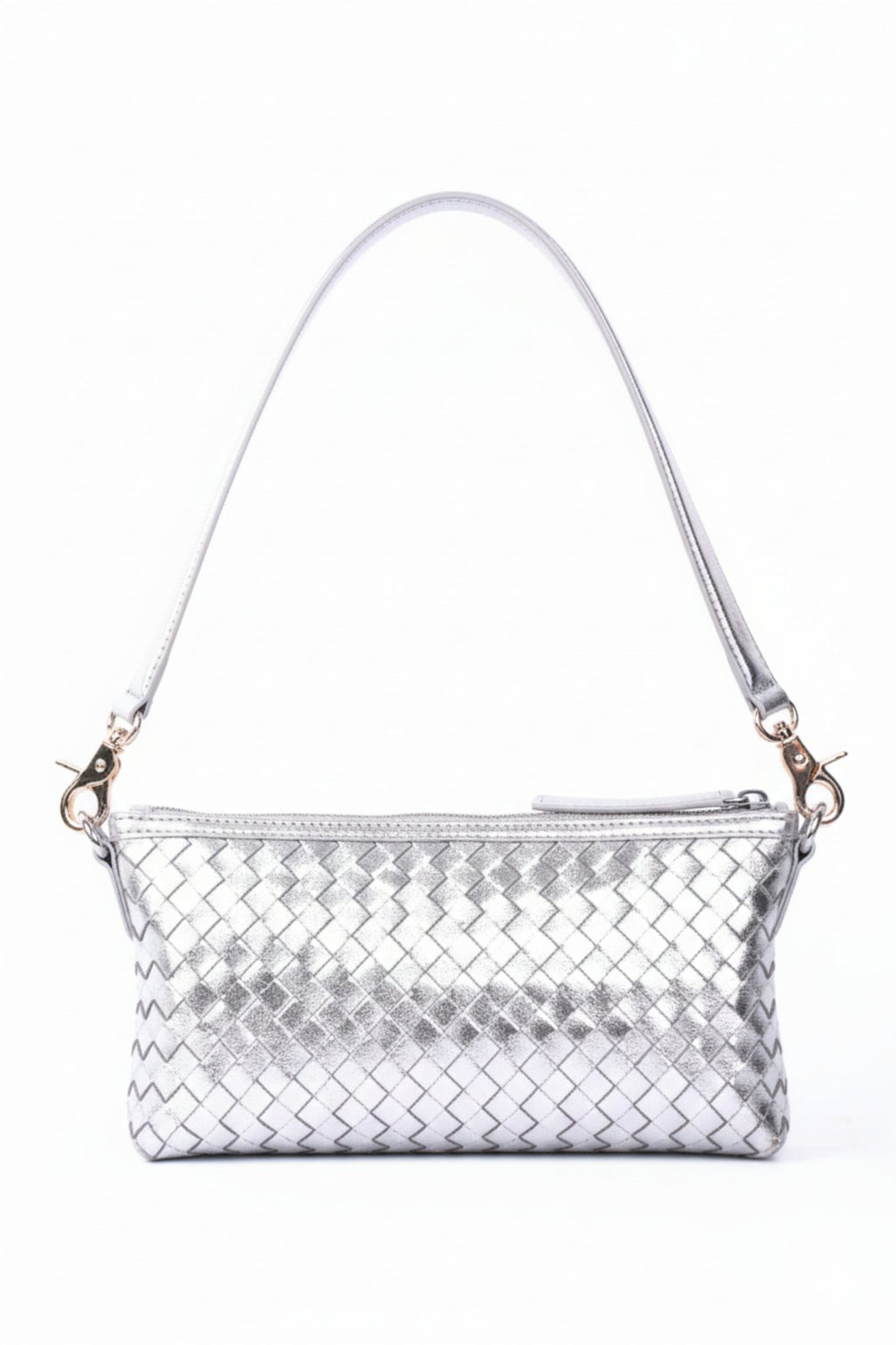 Silver Woven Luxe Bag - BOB FASHIONBag