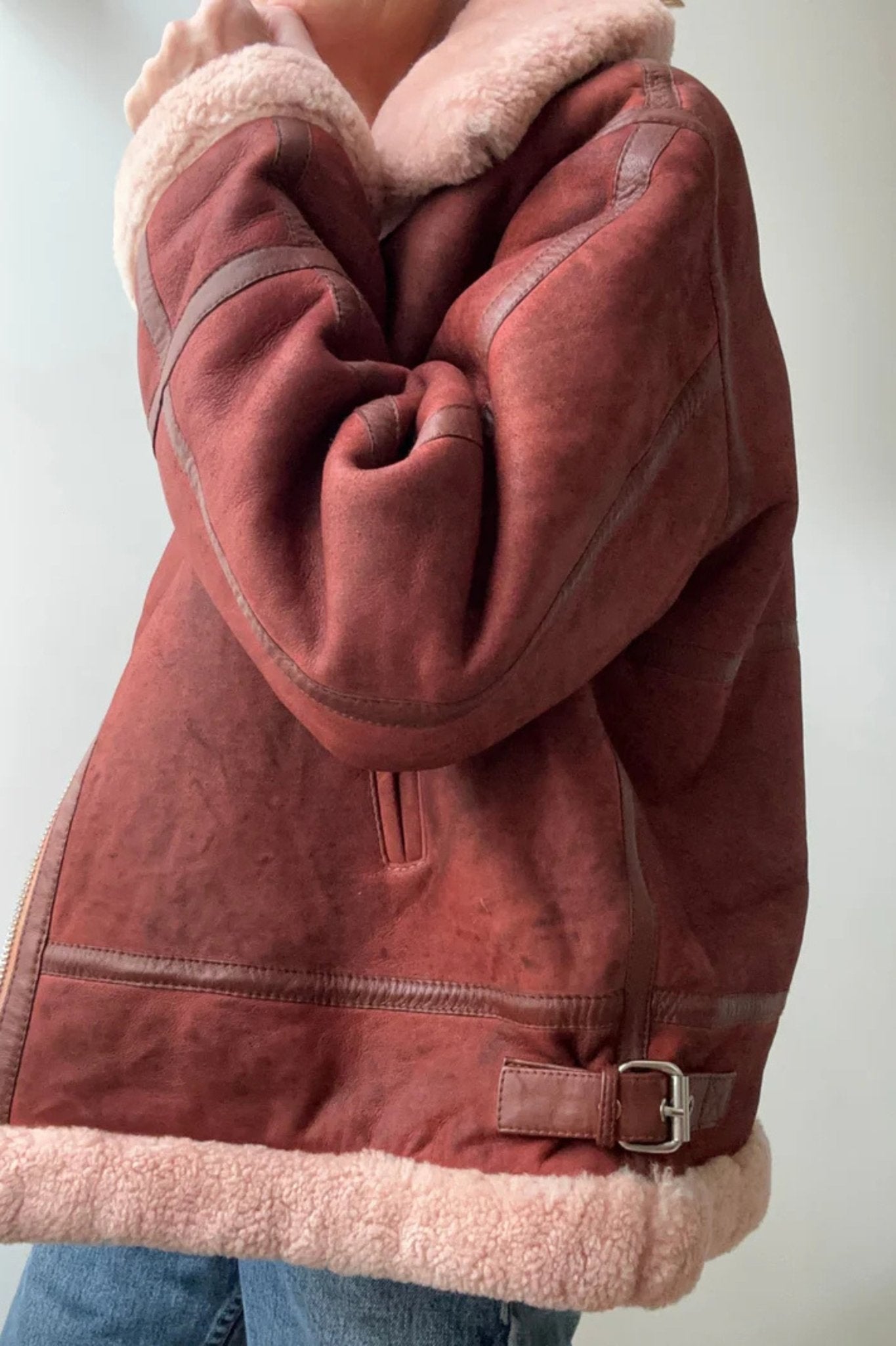 Arctic Muse Shearling Aviator – Rust Edition - BOB FASHIONJACKET