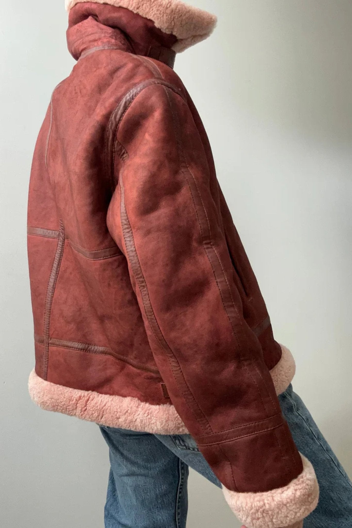 Arctic Muse Shearling Aviator – Rust Edition - BOB FASHIONJACKET