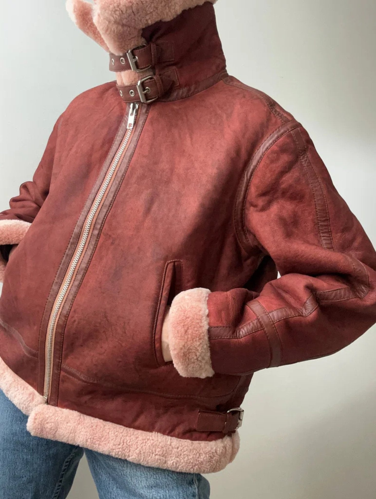 Nordic Valor Shearling Aviator – Rust Edition - BOB FASHIONJACKET