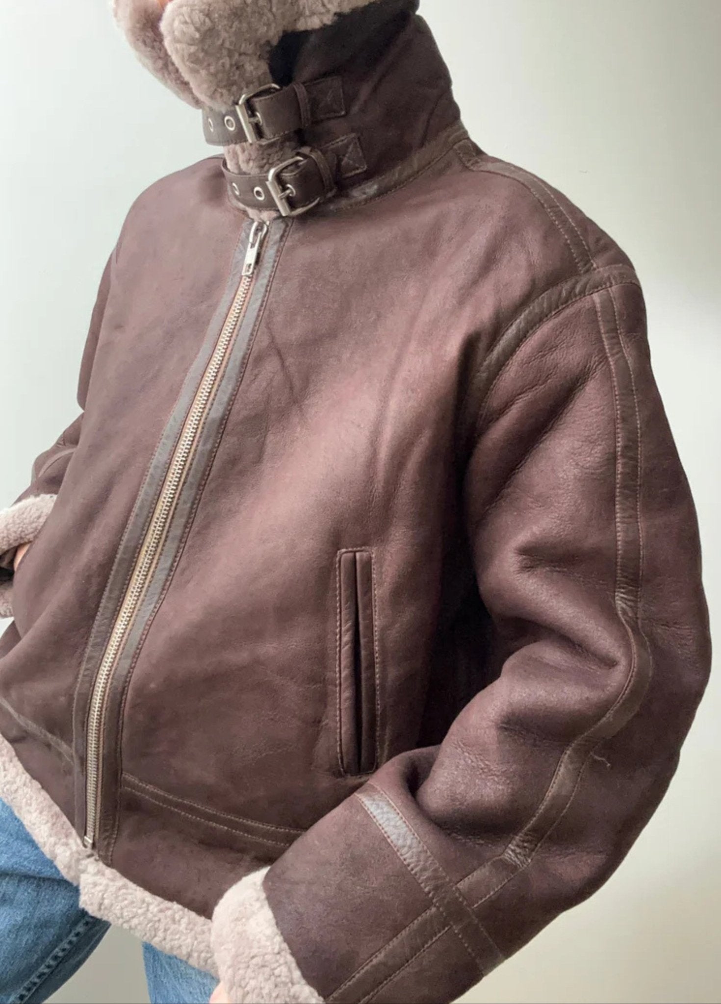 Aspen Aviator Shearling Jacket – Mocha Brown Edition - BOB FASHIONJACKET