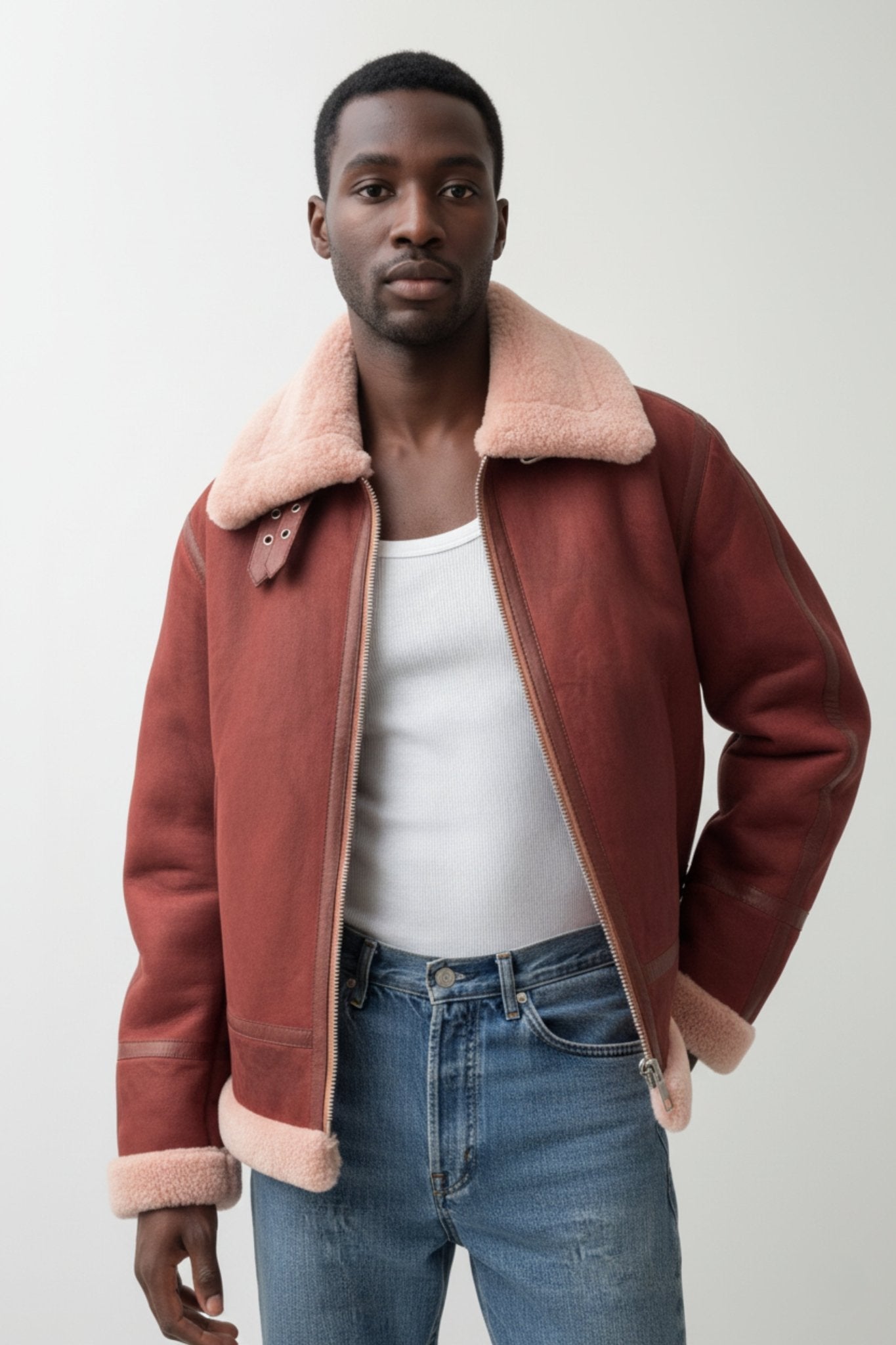 Nordic Valor Shearling Aviator – Rust Edition - BOB FASHIONJACKET