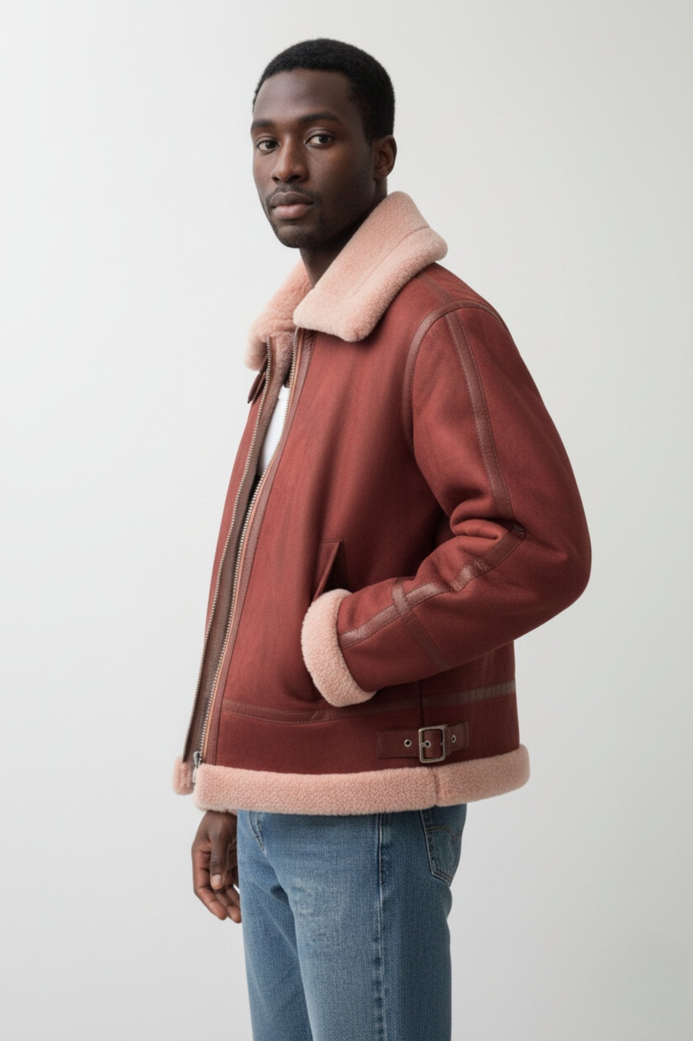 Nordic Valor Shearling Aviator – Rust Edition - BOB FASHIONJACKET