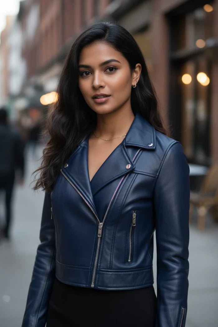 Midnight Aura Biker Leather Jacket - BOB FASHIONJACKET