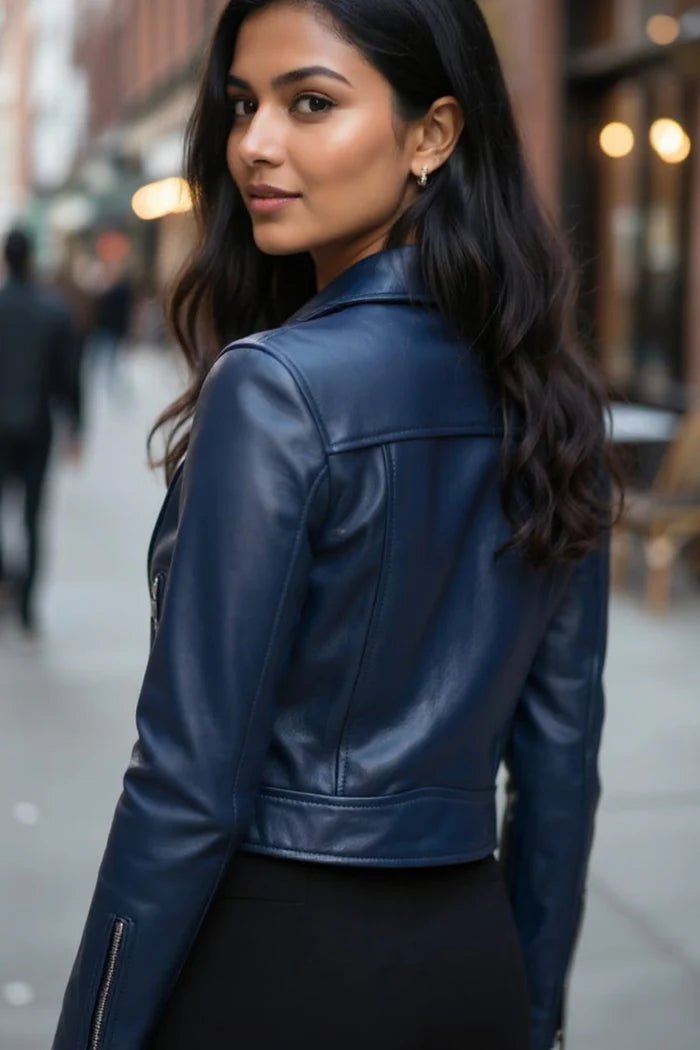 Midnight Aura Biker Leather Jacket - BOB FASHIONJACKET