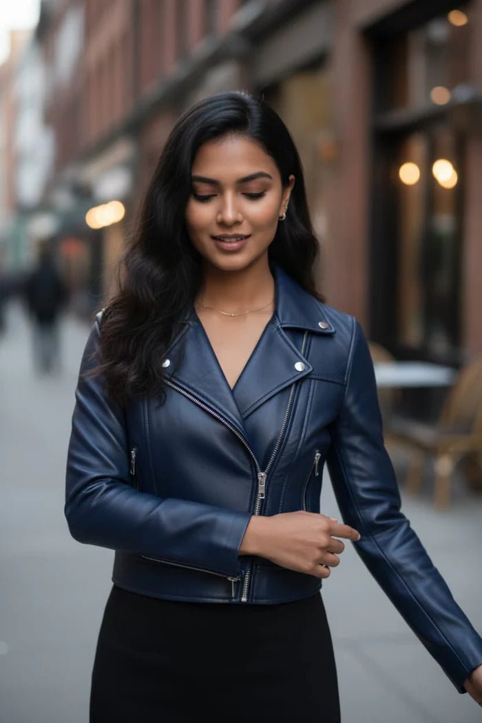 Midnight Aura Biker Leather Jacket - BOB FASHIONJACKET