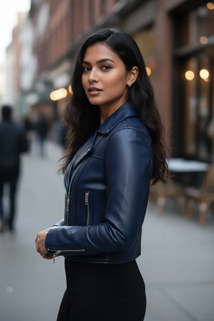 Midnight Aura Biker Leather Jacket - BOB FASHIONJACKET