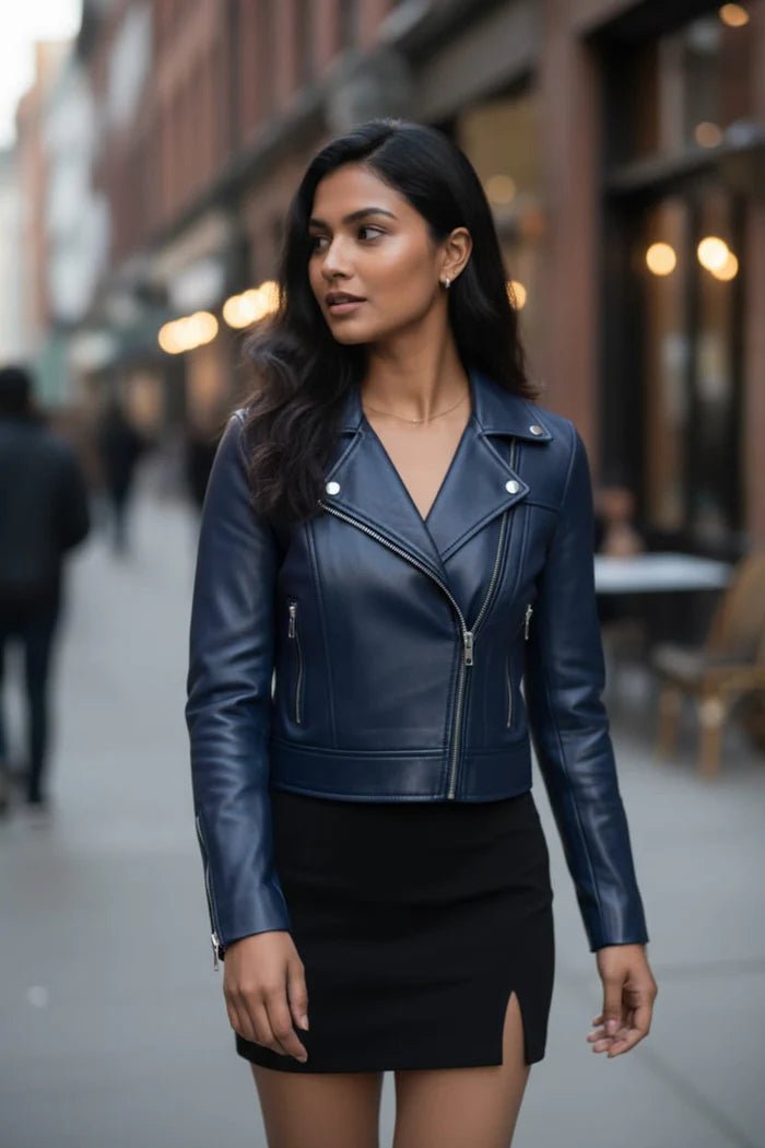 Midnight Aura Biker Leather Jacket - BOB FASHIONJACKET