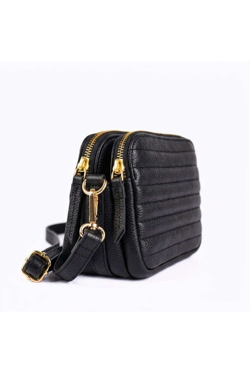 Mila Suede Crossbody Bag - Grained Leather