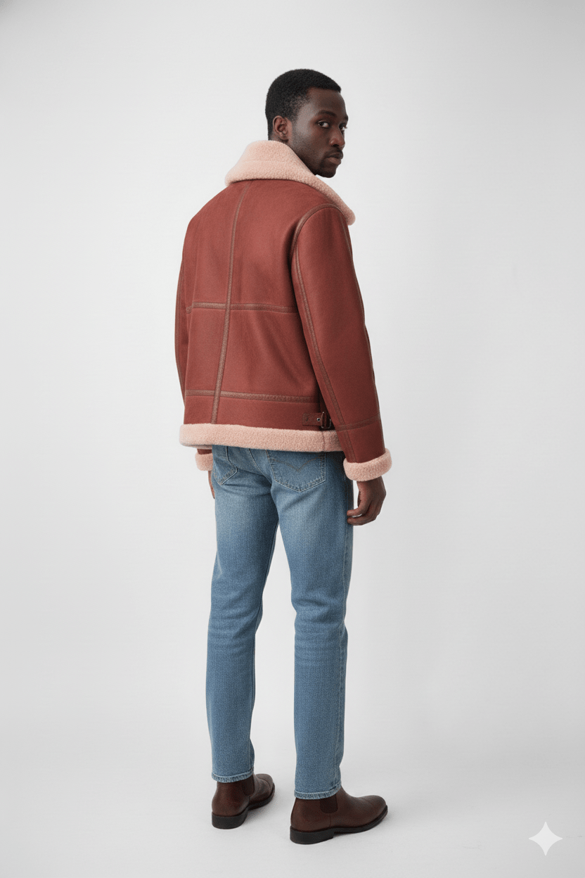 Nordic Valor Shearling Aviator – Rust Edition - BOB FASHIONJACKET