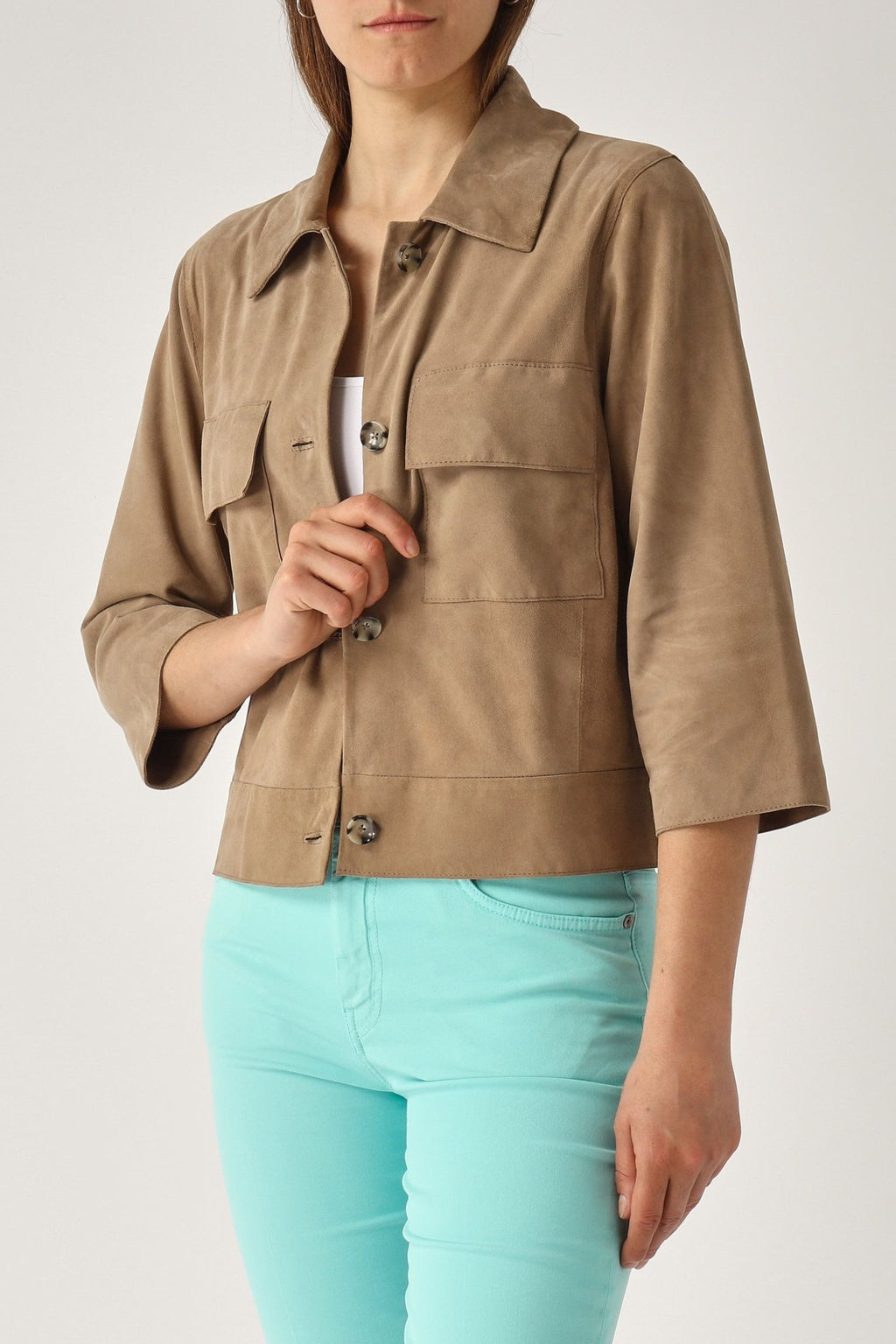 Sahara Suede Shirt - Taupe - BOB FASHIONLeather Shirt