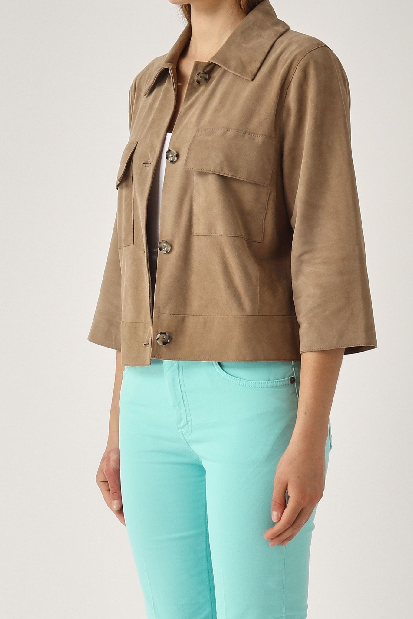 Sahara Suede Shirt - Taupe - BOB FASHIONLeather Shirt