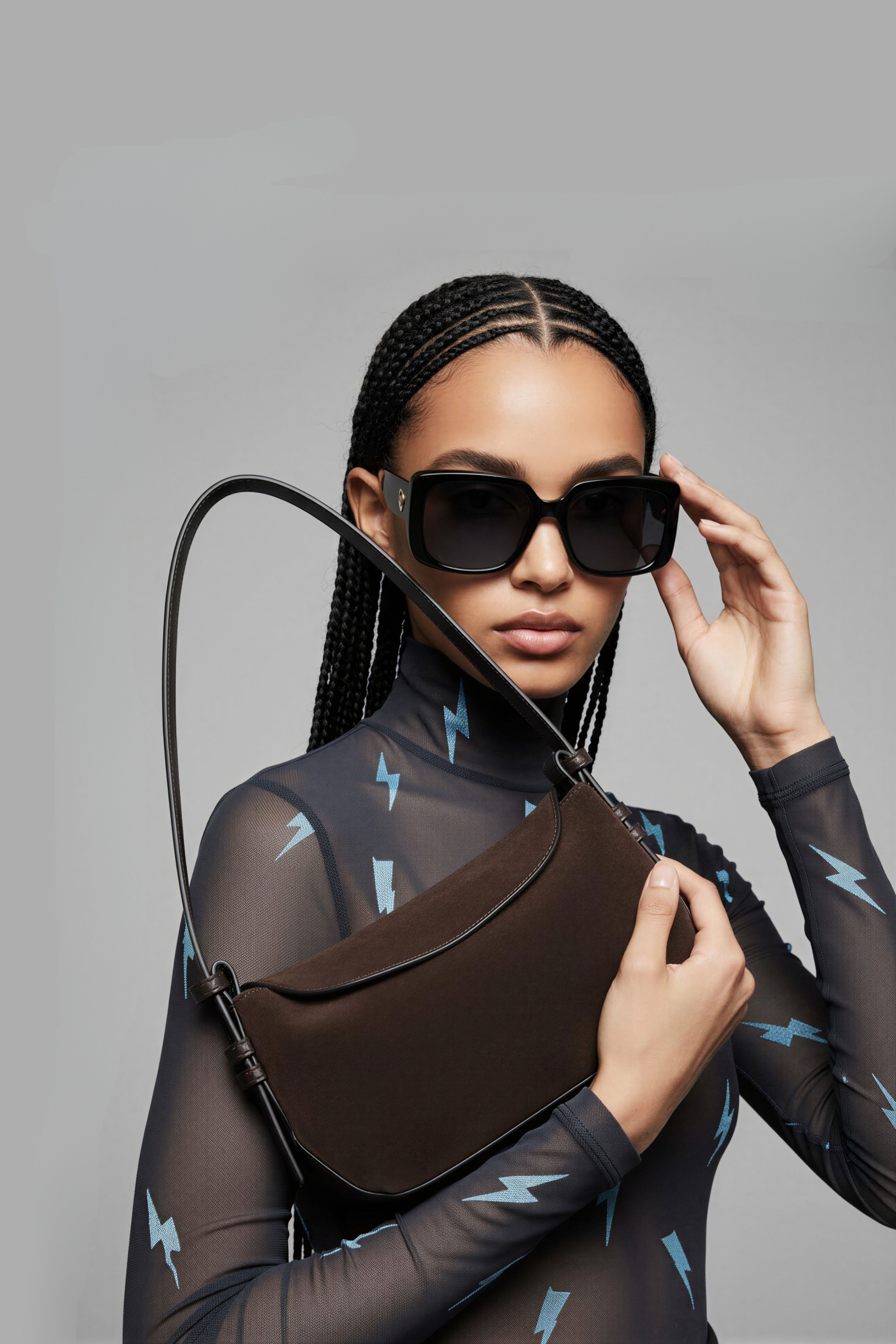 Noir Dune Suede Shoulder Bag