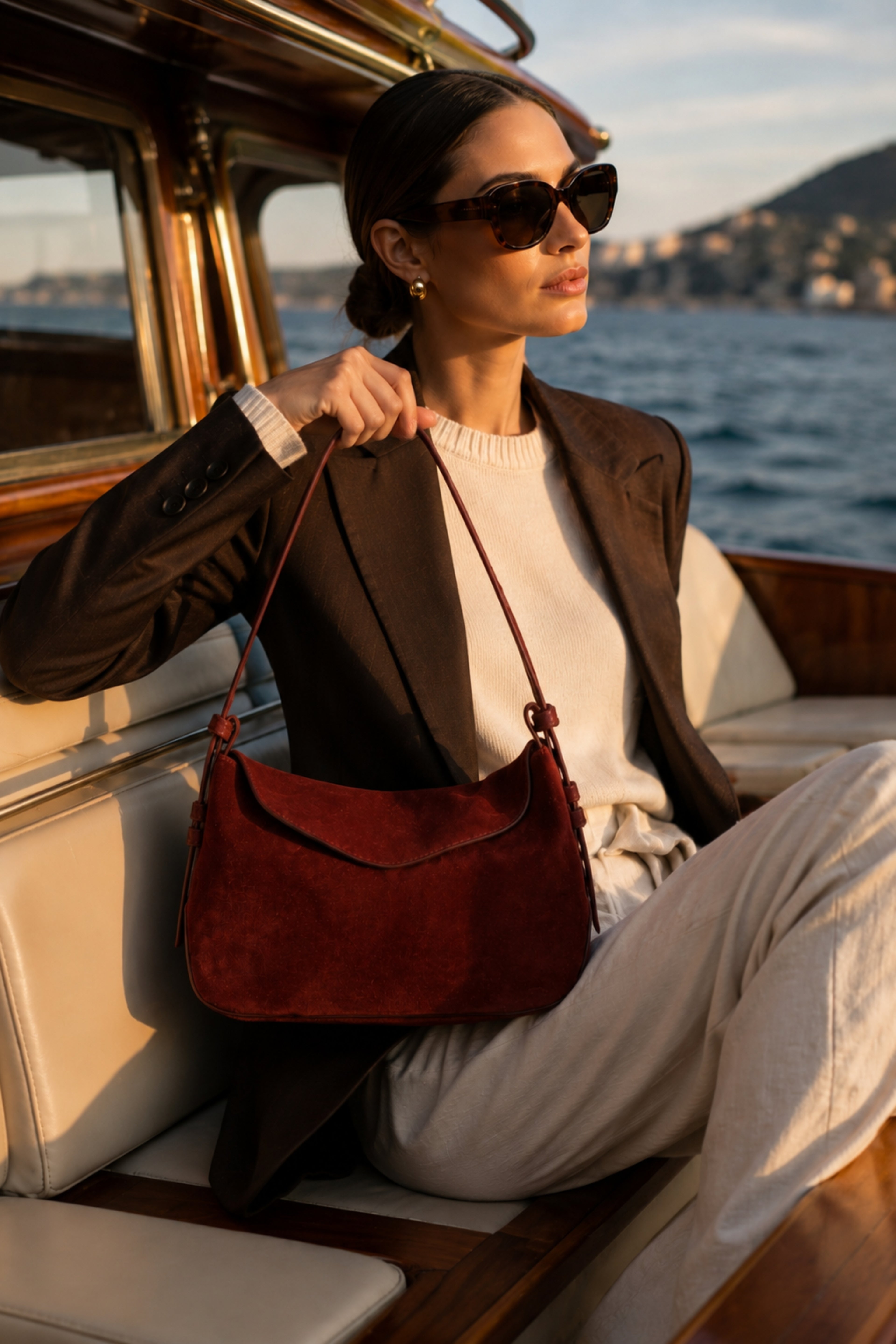 Noir Dune Suede Shoulder Bag